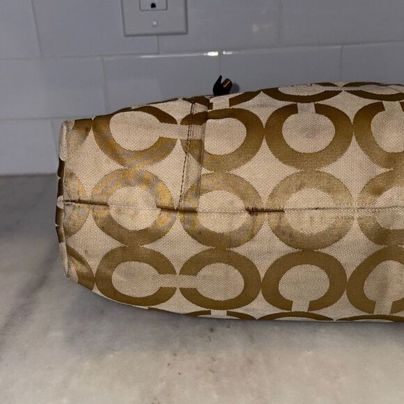 Coach Bag Purse Handbag Y2K Poppy Signature Op Art Logo Large Tote Bag - Picture 9 of 16